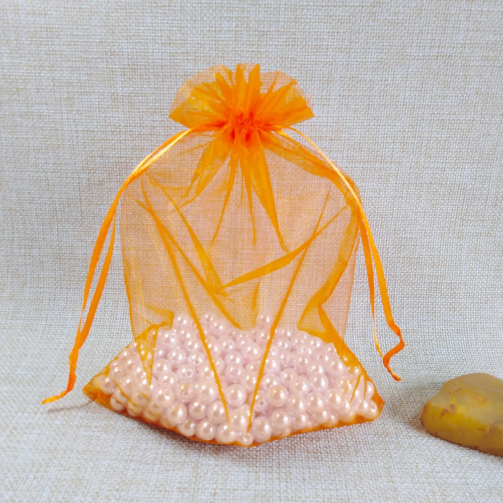 Orange 25 шт. 17x23 20x30 25x35 30x40 см Упаковка для ювелирных изделий растягивающиеся сумки из органзы, подарочные сумки и сумки для свадебной вечеринки, упаковка для ювелирных изделий - Цвет: Orange