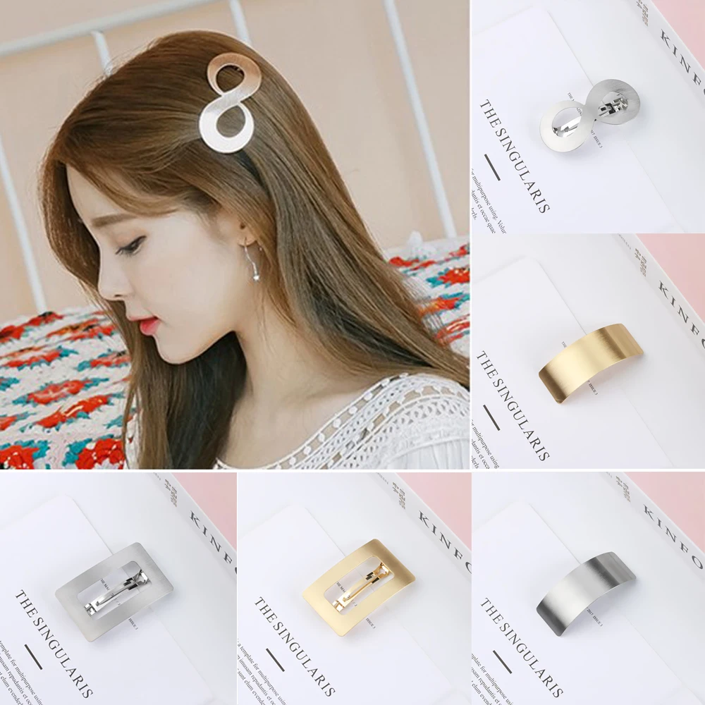 

New Fashion Women Geometry Hair Clip Geometric Square Horsetail Clip Girls Metal Hairgrips Barrettes