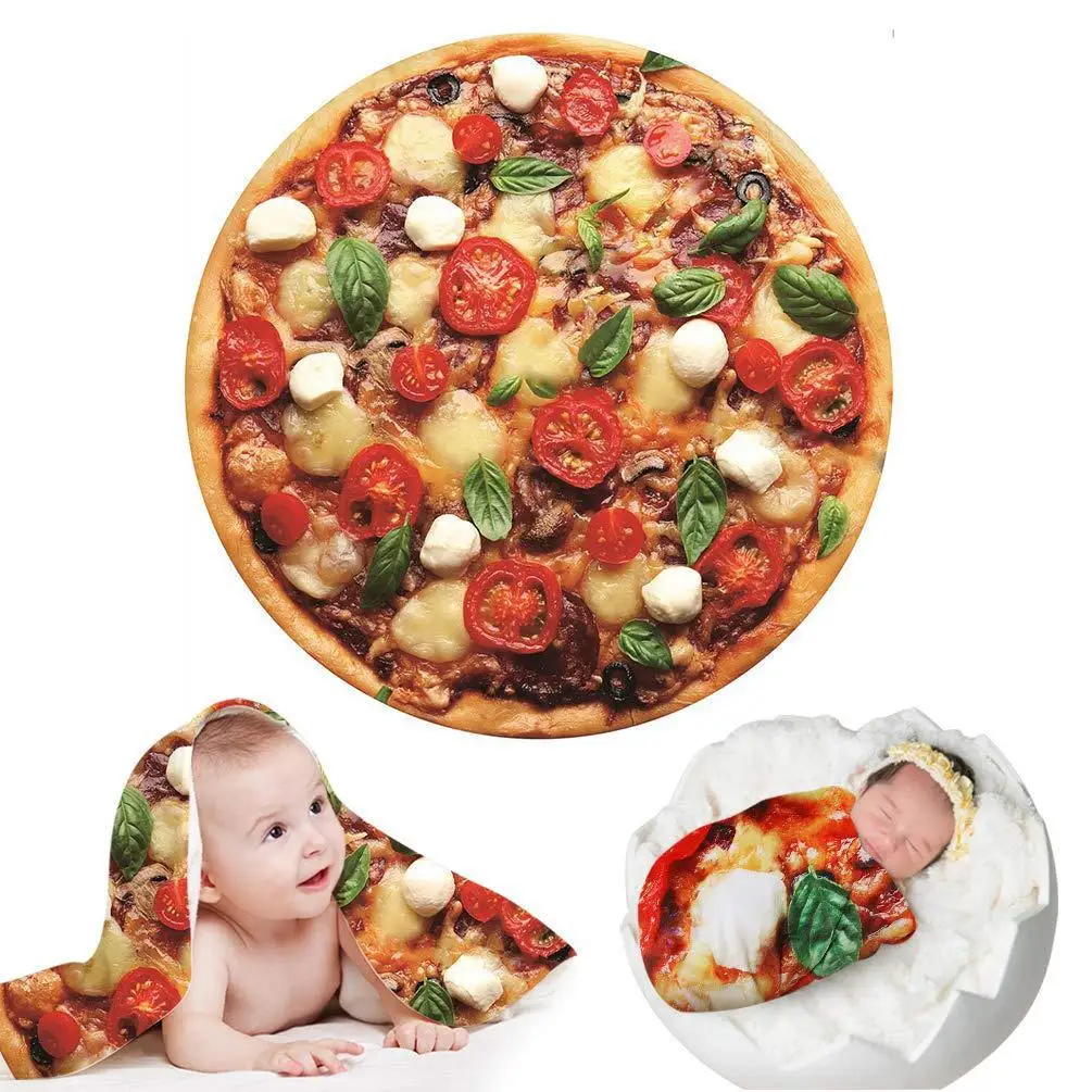 

Soft Warm Flannel Food Pattern Blanket Round Shape Creative Airplane Travel Portable Wearable Winter Throw Blanket
