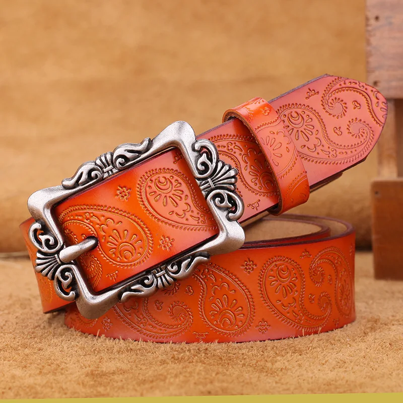 

Fashion Belts Female Famous Brand Designer Belts Women Embossed Popular PU Alloy Buckle Woman Belt