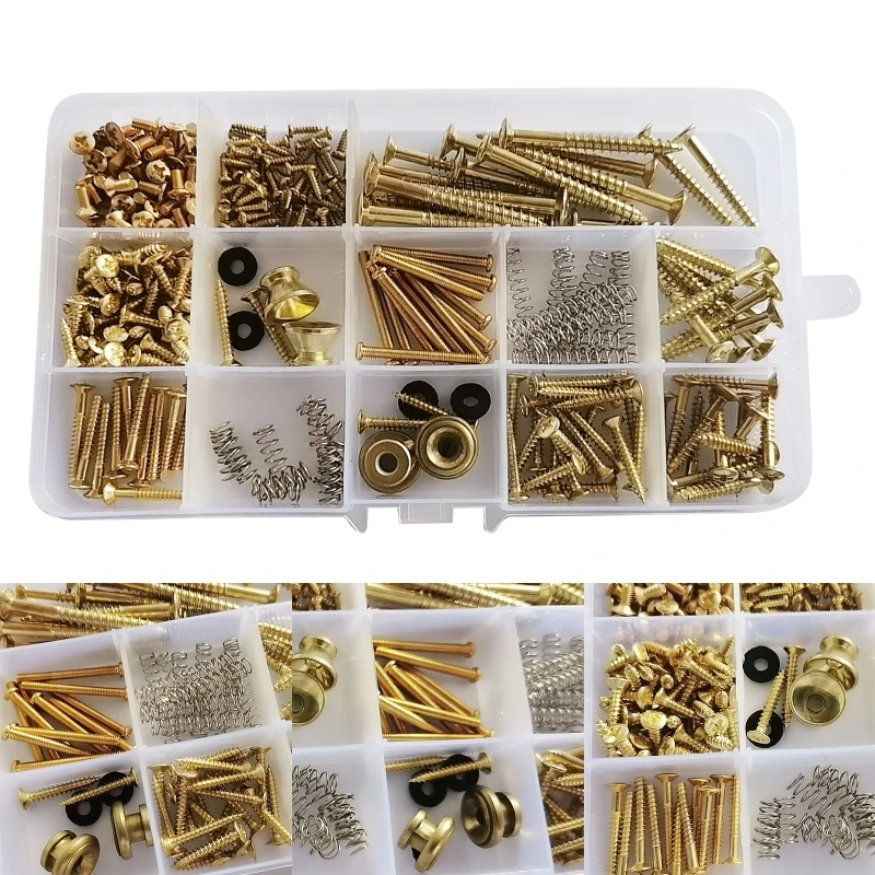 

Guitar Screws Assortment Box Kit for Electric Guitar Tuner, Switch, Neck Plate, with Springs, 9 Types, Total 258 Pieces