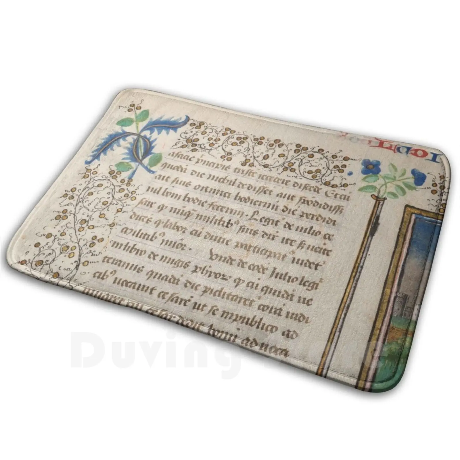 

Medieval Illuminated Carpet Mat Rug Cushion Soft Non-Slip Illuminated Design Medieval Illuminated Illuminated Leaf