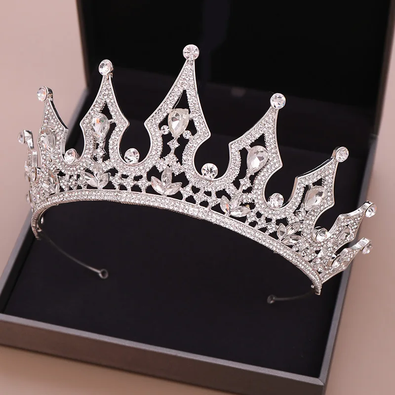 

New Arrival Luxury Bridal Crown Crystal Tiara High Quality Wedding Party Queen Princess Hair Accessories Silver Gold