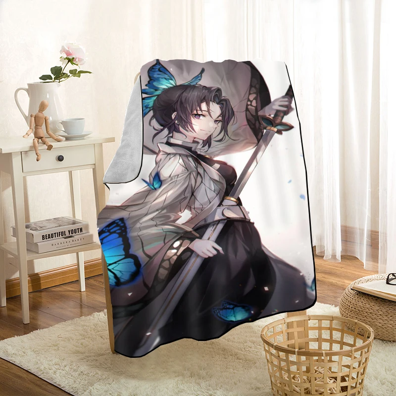 cute kimetsu no yaiba throw blanket personalized blankets on for the sofabedcar portable 3d blanket for kid home textiles free global shipping