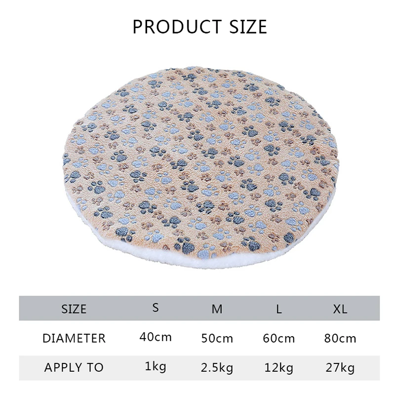 

Soft Pet Dog Mat Bed Sofa Cushion Cotton Washable Round Pet Blanket Double-sided Warm Sleeping Beds For Small Medium Dogs Cats