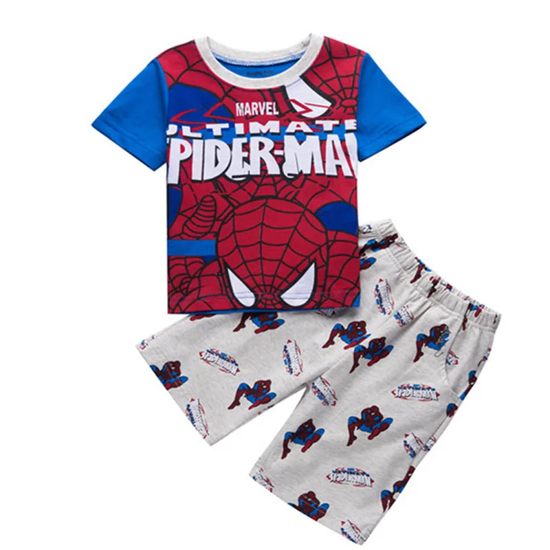 Летний костюм Человека паука для мальчиков Хлопковая пижама косплей фильмы