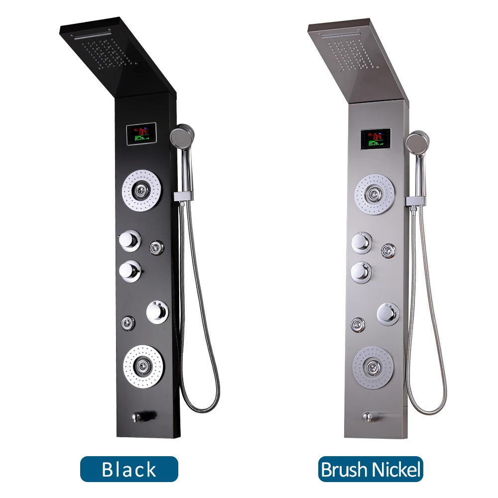 Koop Led Licht Douche Panel Waterval Vier Functies Kraan Wandmontage Badkamer Douche Handdouche Constante Temperatuur Screen