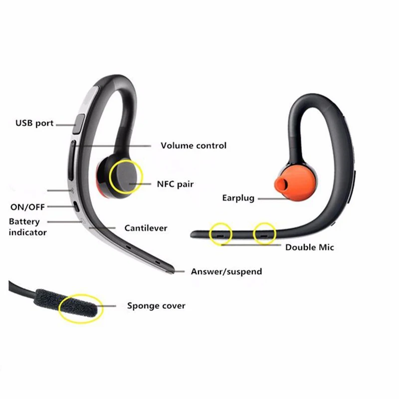 Беспроводная Bluetooth-гарнитура наушники бизнес-гарнитура HD Голосовая
