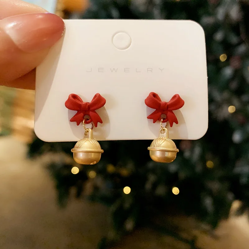 

Серьги-гвоздики с серебряной иглой в Корейском стиле с бантом контрастных цветов в форме маленького колокольчика темпераментные серьги но...