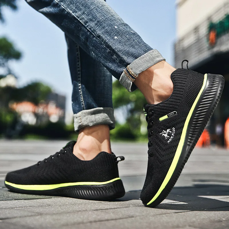 

Men's Shoes Mesh Breathable Black Mens Sneakers Trendy Lace-Up Lightweight Walking Male Non-slip Tenis Shoe Zapatillas Hombre