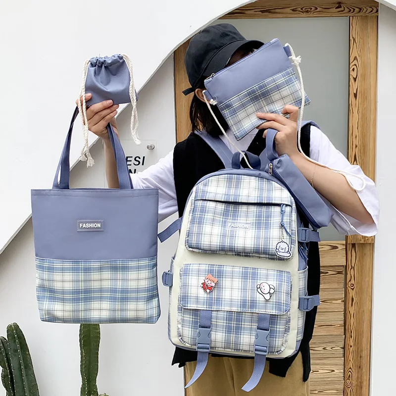 

5 Pcs Set Women's Backpack Kawaii School Bags For Girls Mochila