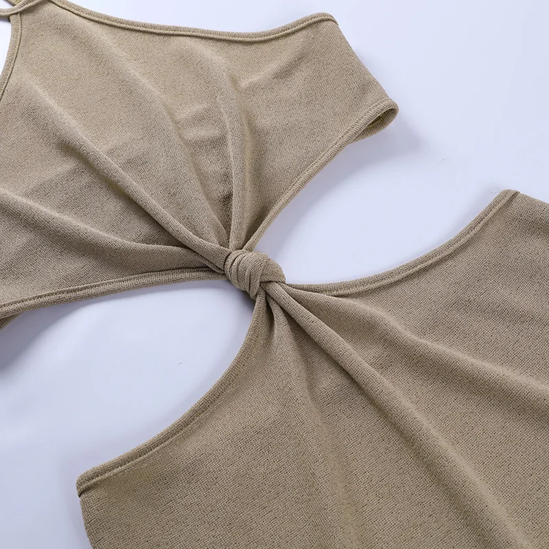 

Casual Women's Dresses Summer 2021 Ladies Sexy Halter Backless Long Strappy Hollow Beach Outing Off Shoulder Bodycon Dress Women