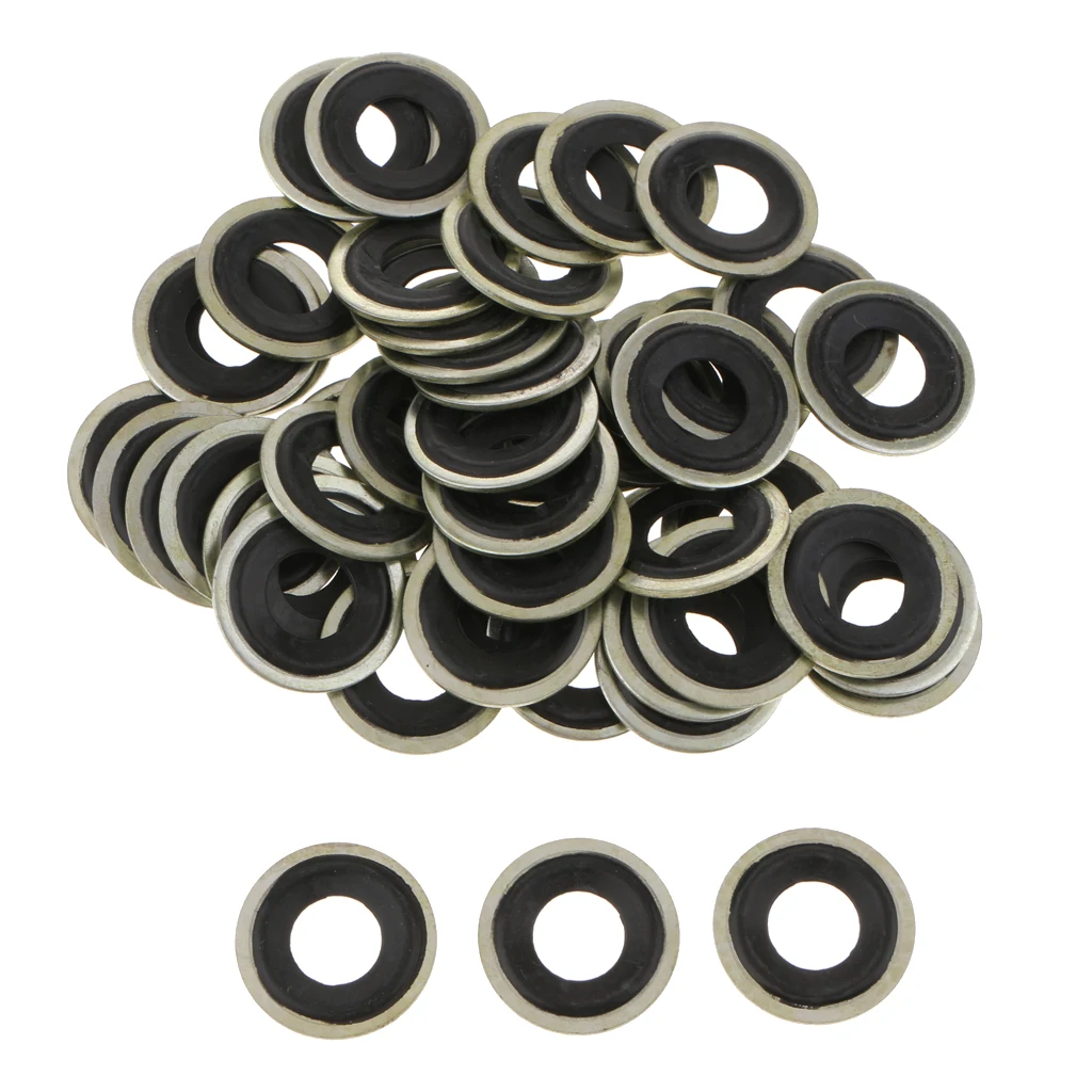 

50pcs M14 Oil Drain Plug Crush Washer Gaskets Fits For GM Chevrolet Dorman