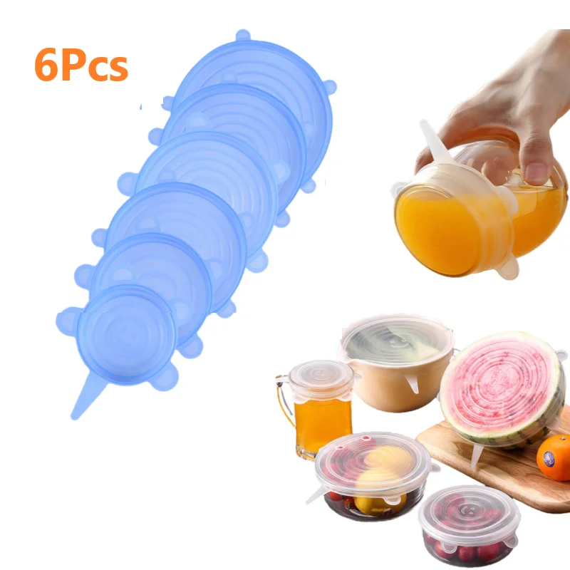

Adaptable Silicone Lids Silicone Covers For Food Dishes Cans Kitchen Stretchy Lids Universal Dish Cover Cap Kitchen Accessories