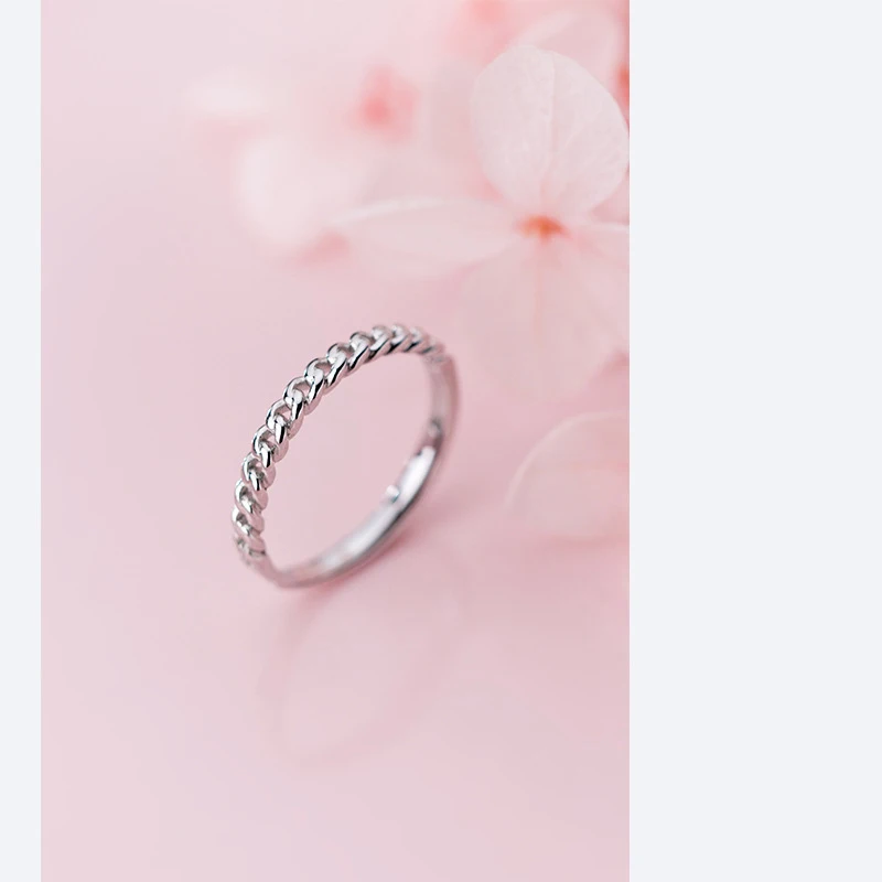 Женское кольцо с полой цепью MloveAcc минималистичное из стерлингового серебра 925