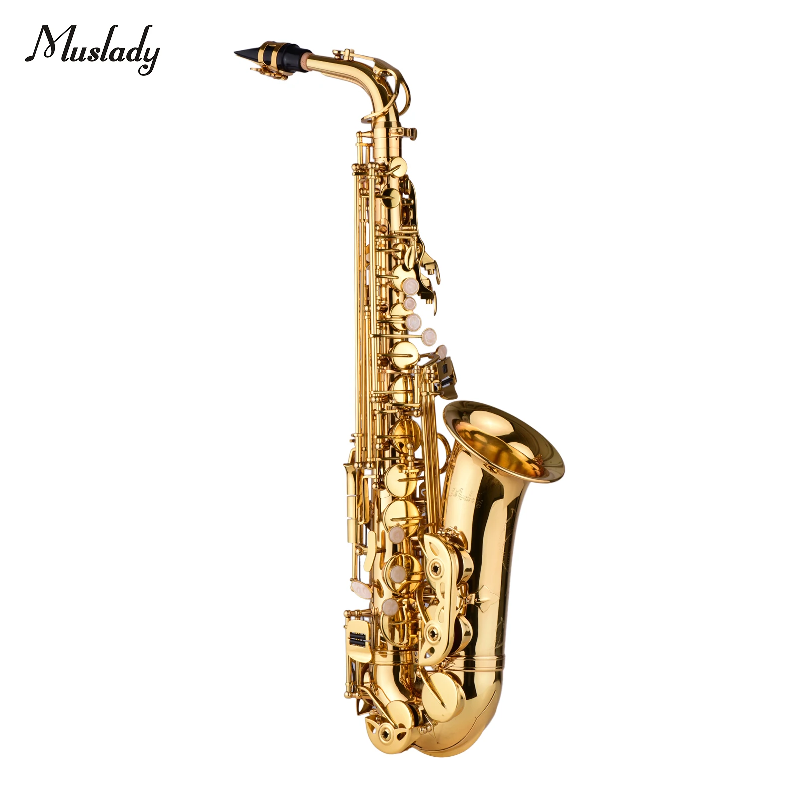 

Muslady AS100 Eb Alto Saxophone Brass Lacquered Alto Sax Wind Instrument with Carry Case Gloves Straps Cleaning Cloth Brush