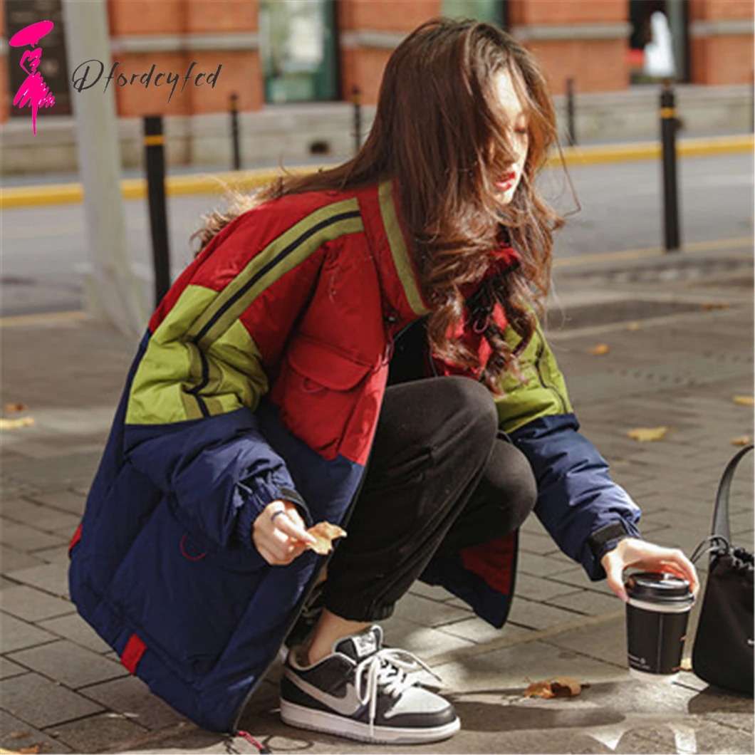 

Autumn Winter Parkas Women Clothes High Quality Contrasting 2021 New Color Stitching Down Casual Jacket Women Short Trend Z628