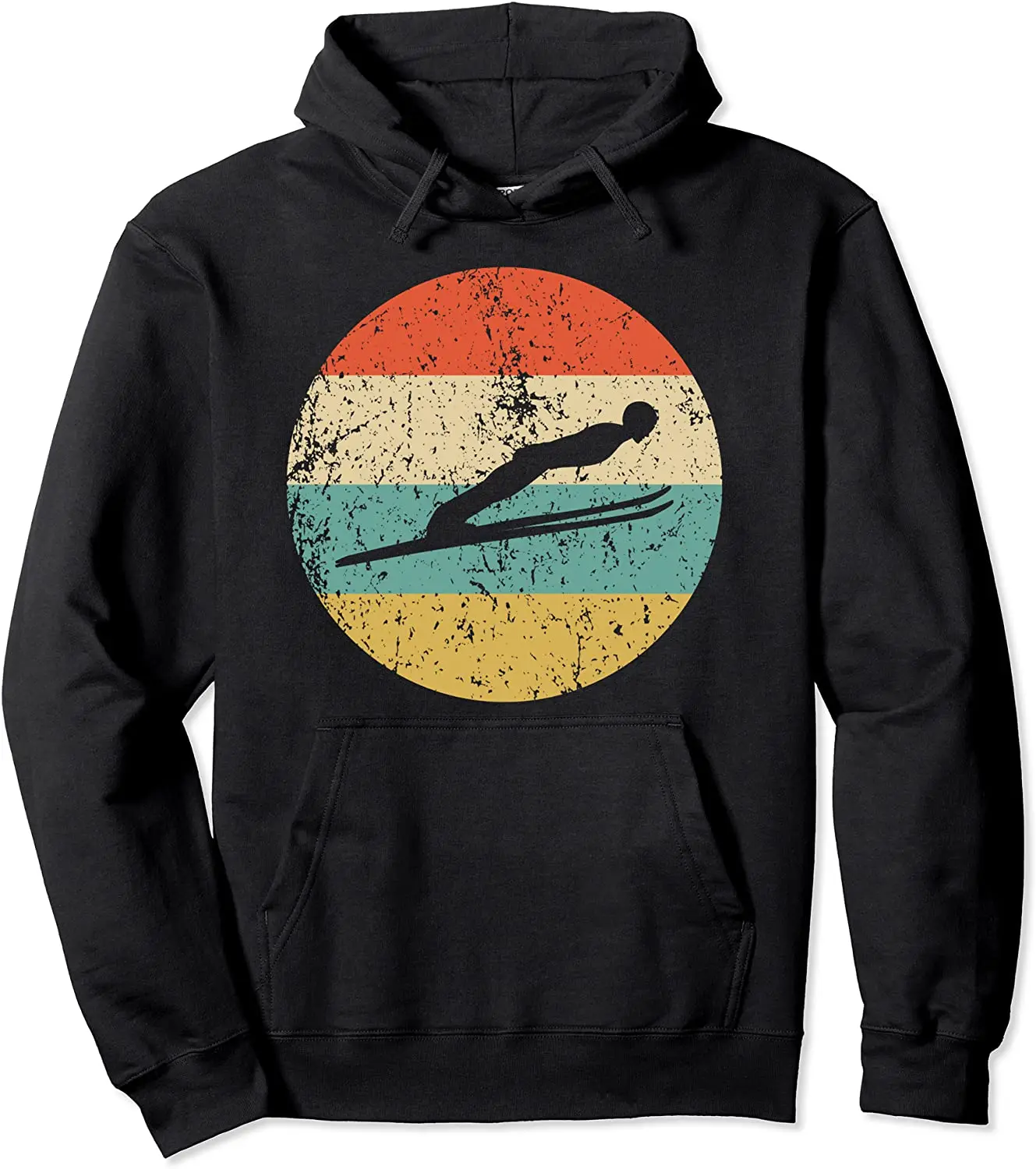

100% Cotton Ski Jumping Hoodie - Vintage Retro Ski Jumper Hoodie