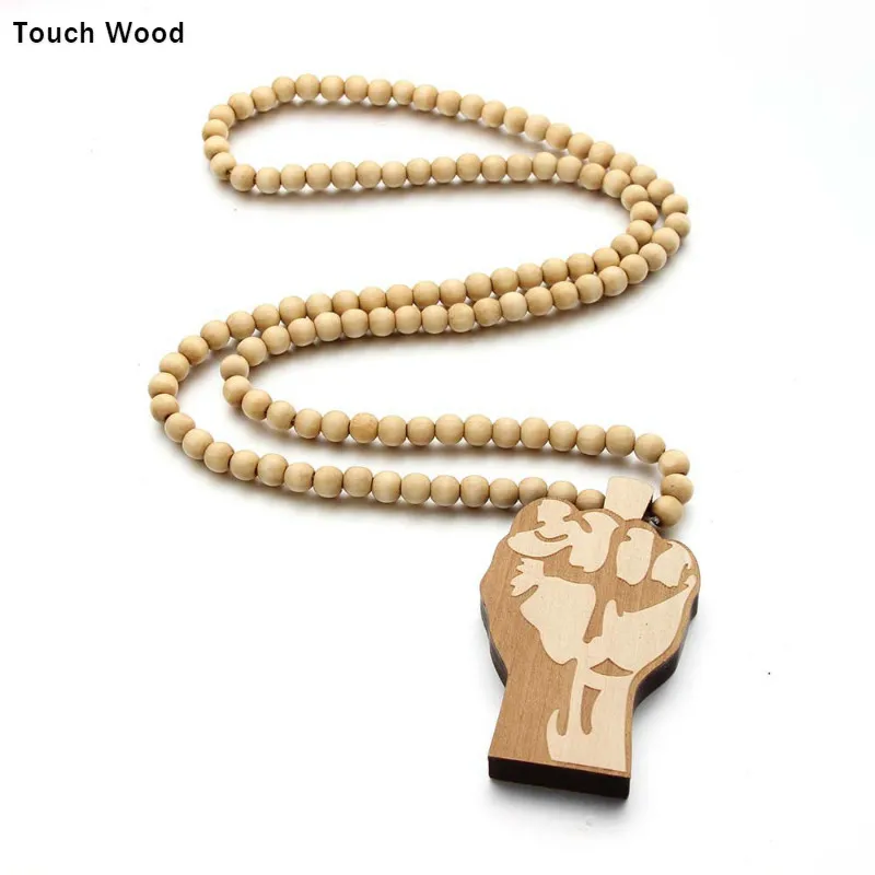 

Wood pendant fist Necklace Hip Hop Jewelry fashion necklace