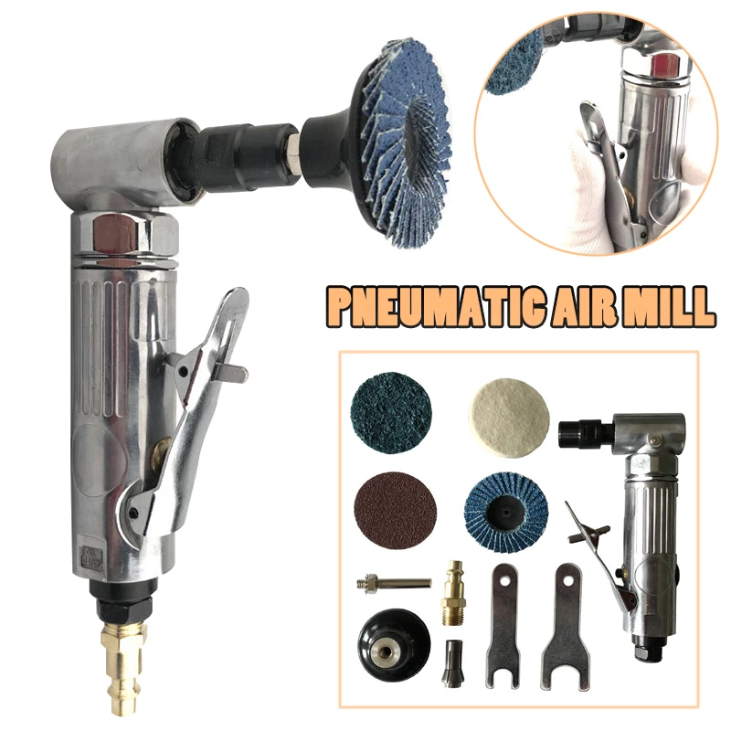 

1/4" Air Angle Die Grinder 90 Degree Pneumatic Grinding Polisher Mashine Sanding Discs Poratble Cut Off Mill Engraving Tool Set