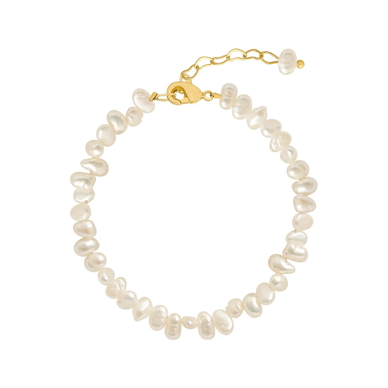 

QWC Hot Selling Fashion IrregularWhite Natural Freshwater Pearl Bracelet For Women ElegantGirl Gifts Simple Trendy Jewelry