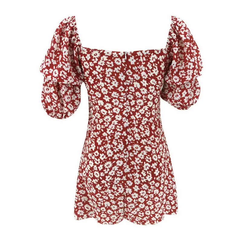 Платье женское с коротким рукавом-фонариком пикантный красный пляжный Мини