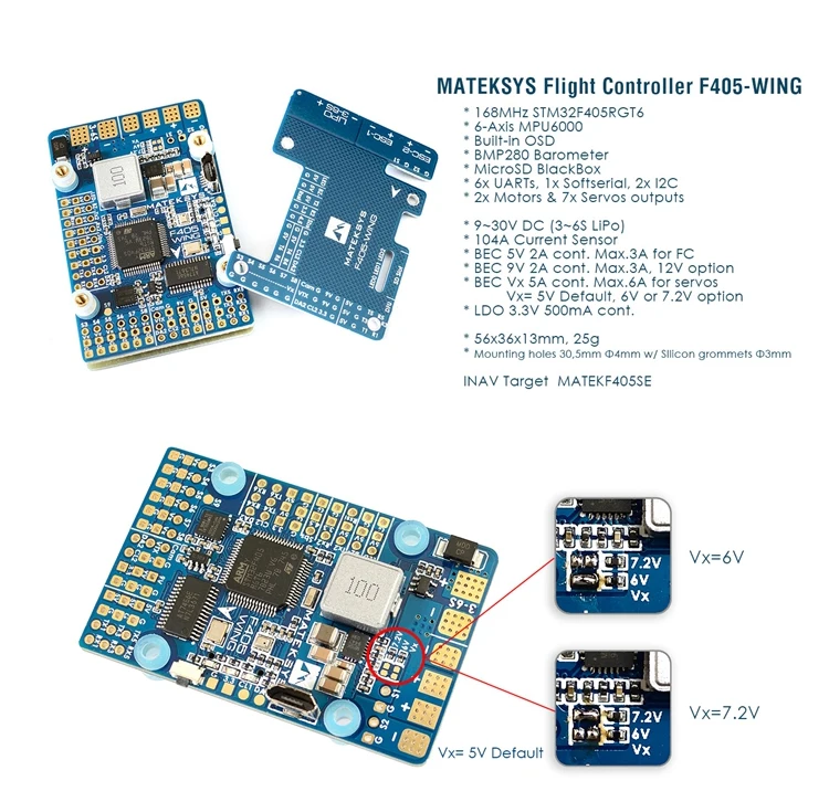 Горячая Matek F405 WING F4 управление полетом FC поддержка GPS w/OSD Датчик тока 3 6s 6 осевой