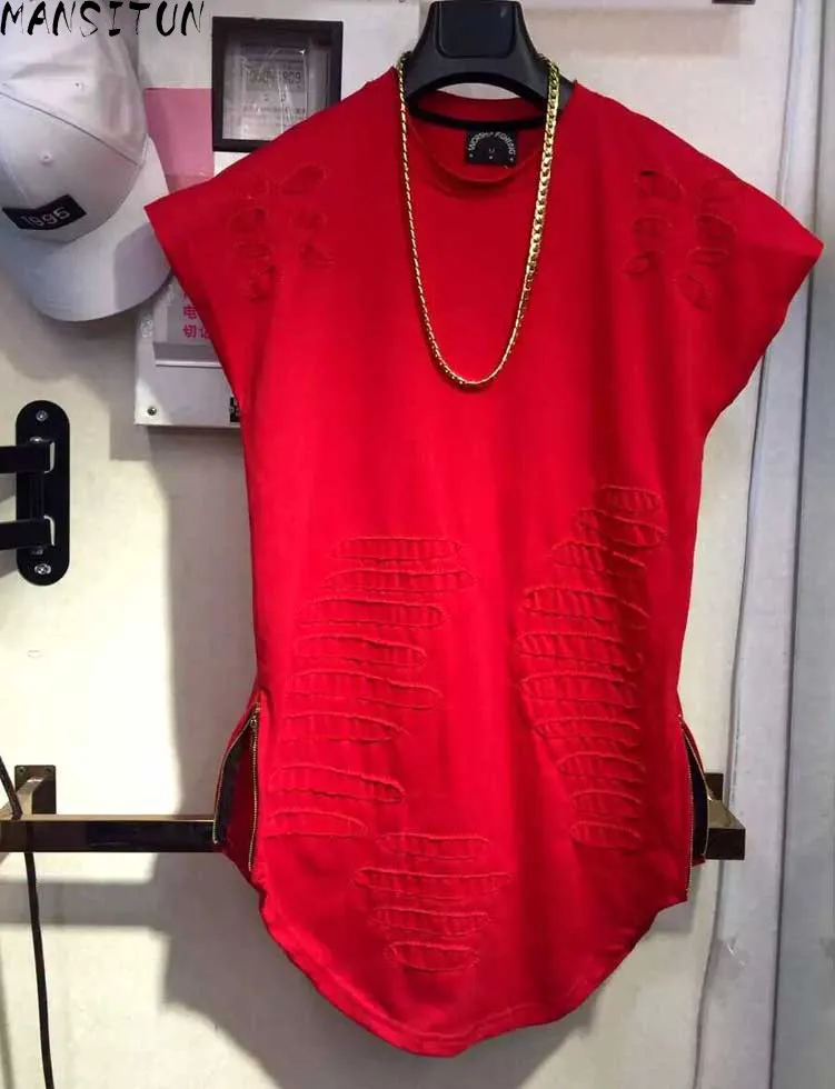 2021 новые мужские с закругленным краем одежда рваная футболка рубашки для