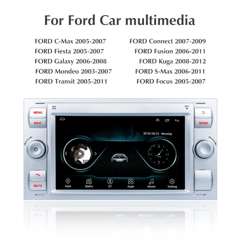 Автомобильный мультимедийный плеер 2DIN 7 дюймов GPS для Ford/Focus/S-Max/Mondeo Kuga 9/GalaxyC-Max Fusion |