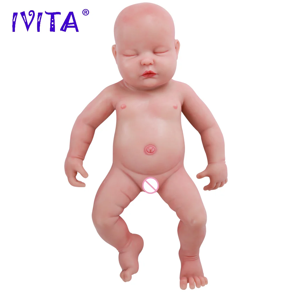 IVITA WB1514 46 см 3000 г настоящий полный силикон Bebe Reborn спящий малыш рот открываются игрушки закрытые глаза Младенцы для детей куклы