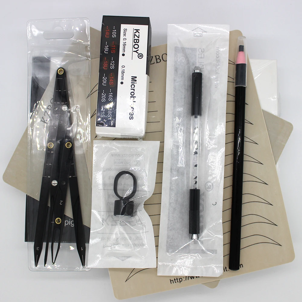 KZBOY New Arrival Microblading Kit Tools for Beginner Included Microblade/ Microblading Pen/ Practice Skin/ Ink Cup/ Ratio Ruler