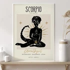 Постер со знаками Зодиака, изображение скорпиона, арт-Рисование, иллюстрация, искусство, бохо, богиня богини, небесные звезды, луна, волшебный знак