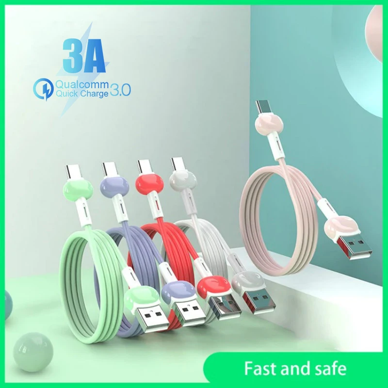 

1M 3A Liquid Soft Silicone Cable Micro USB Type C Phone Charger Fast Charging Data Cord For Samsung Huawei iPhone X Xiaomi Wire