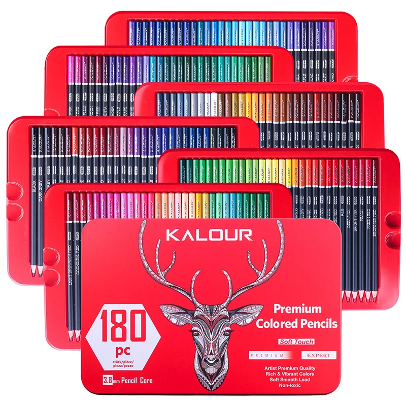 

180-color Oily Colored Pencils Containing 12-color Metallic Tin Box Color Lead High Quality Color Lead Graffiti Pencil Set