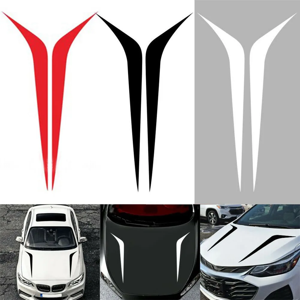 

2pcs Racing Hood Stripes Decal Vinyl Stickers For Car SUV Truck Accessories PVC Material Car Body Hood Decals 100cm X 26cm