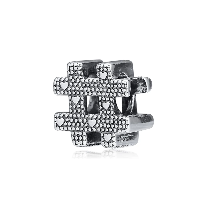 

2019 New Autumn Hashtag Symbol Charms 925 sterling Silver beads fit bead Bracelets Necklaces charm DIY for women fine Jewelry