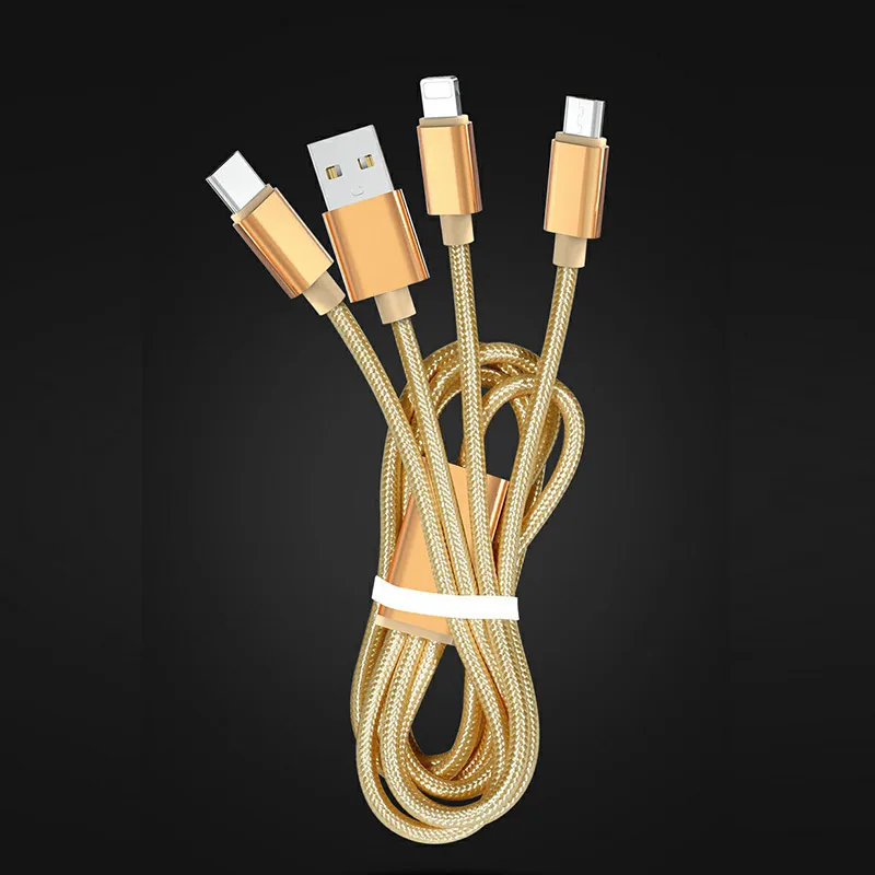 3 в 1 USB кабель для быстрой зарядки нейлоновый передачи данных прочный разъем iPhone 6