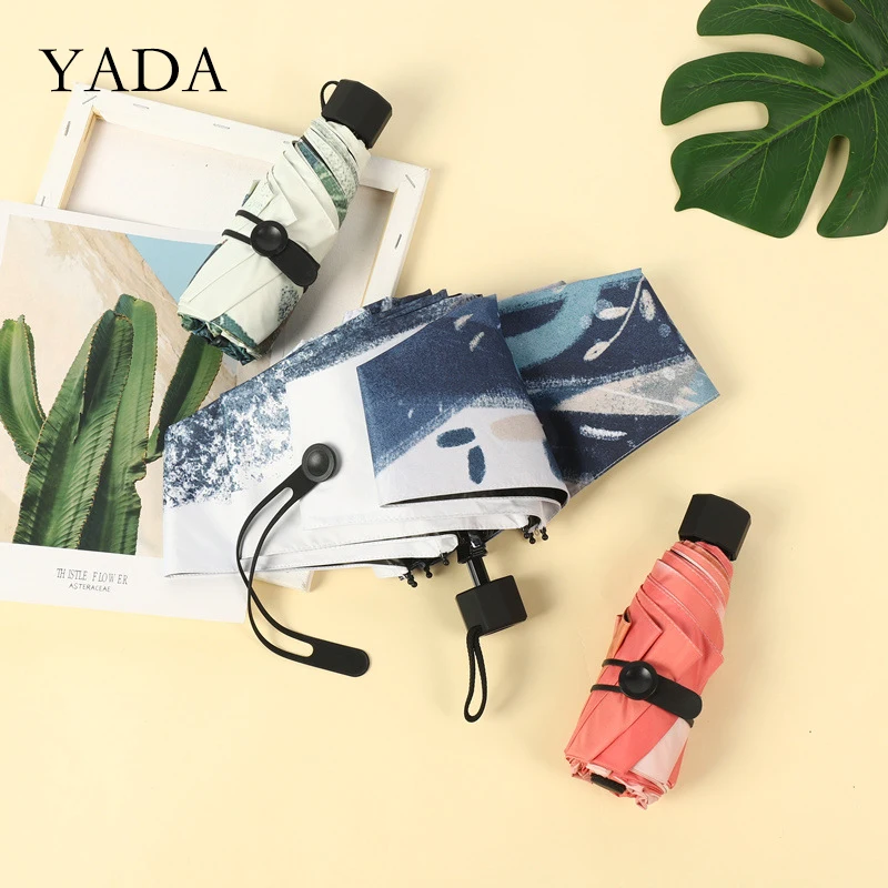 

YADA Ins 8 Bones Light Mini Small Umbrella Five Pocket Folding Umbrella For Women Girl UV Cartoon anime Umbrella Fold YD200218