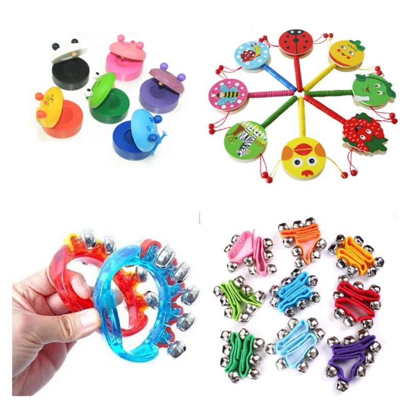 

4pcs/set Creative Wooden Animal Music Toy Musical Instrument Rattles Early Learning Aids Early Learning Sets Random Color
