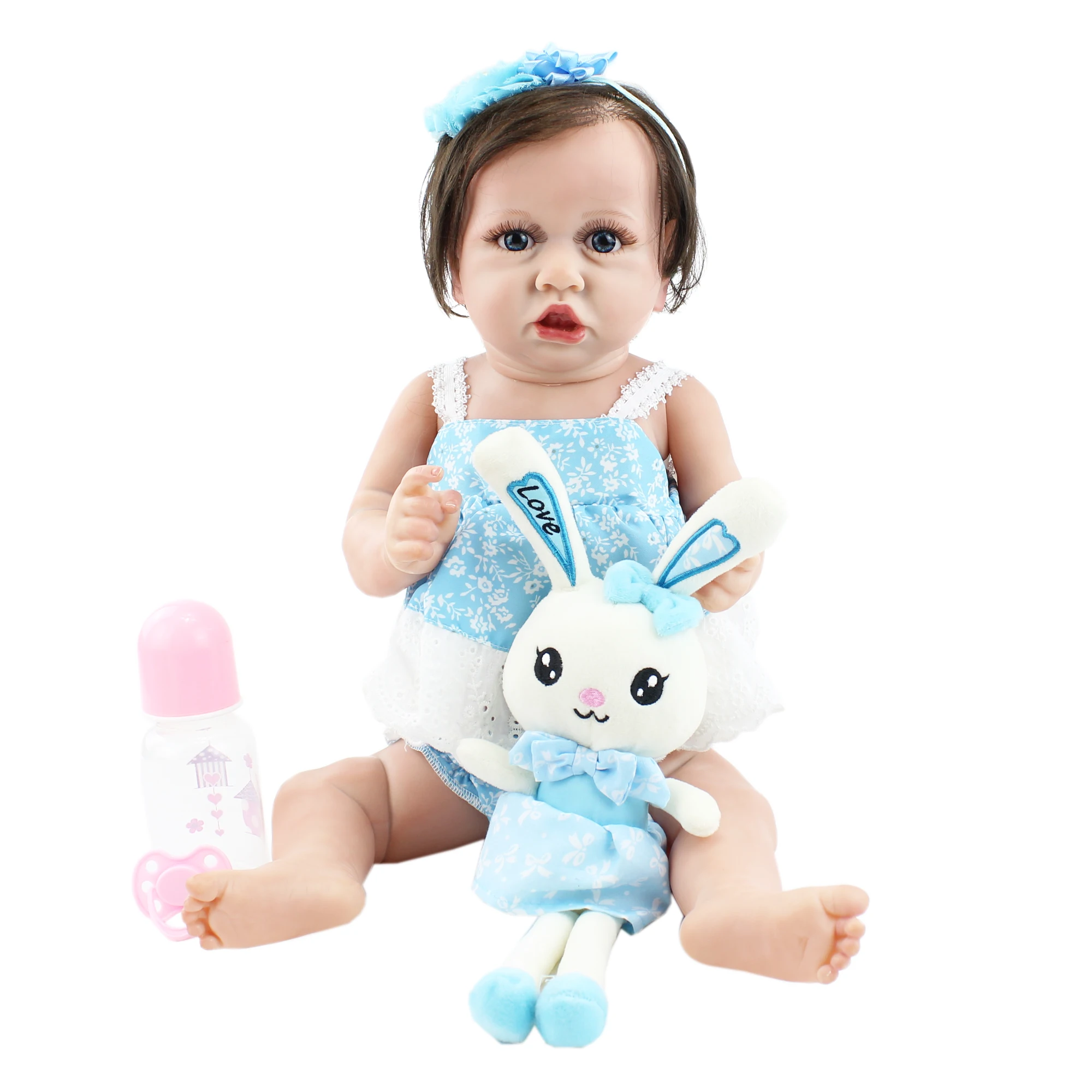 55 см всего тела мягкого силикона для девочек Reborn Baby Doll Реалистичного Виниловый