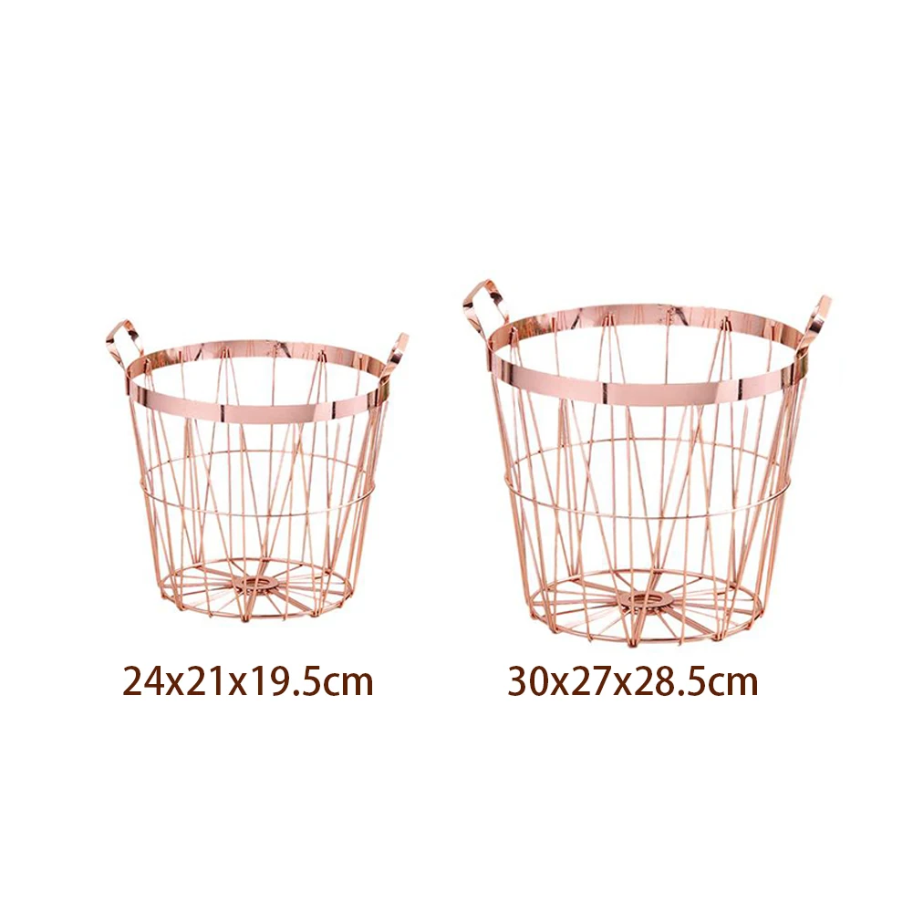 

Metal Iron Laundry Basket Rose Gold Dirty Clothes Storage Basket Organizer For Bathroom Laundry Room Laundry Toys Storage Bucket