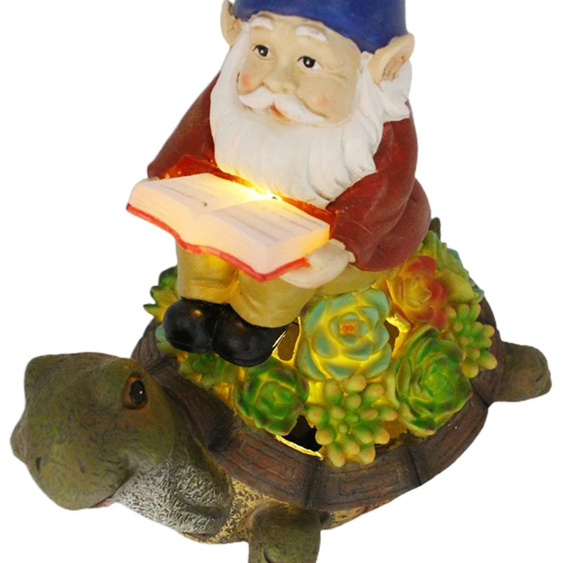 

Elf Riding Tortoise Statue Solar Powered Garden Ornament Lighting Sculpture Cute Cartoon Decoration Gardening Outdoor