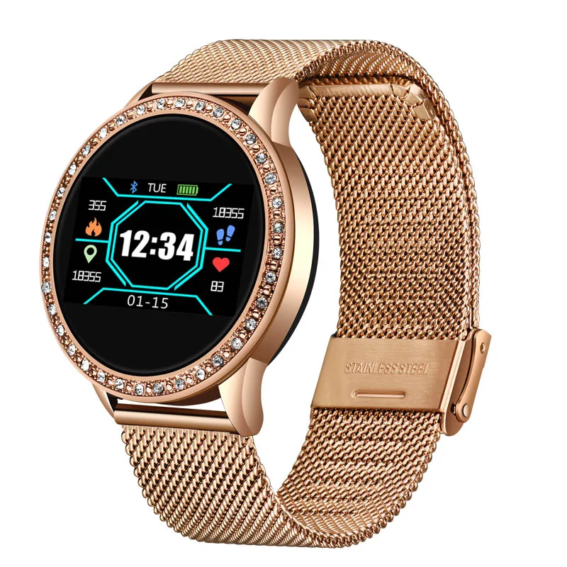 Rose gold LIGE Новые смарт-часы для женщин IP67 фитнес-трекер кровяное давление монитор сердечного ритма шагомер спортивные Смарт-часы для Android ios - Цвет: Rose gold