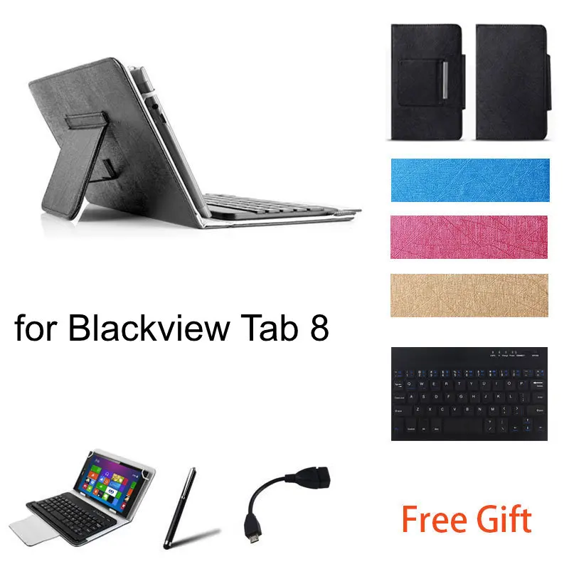 

for Blackview Tab 8 Wireless Bluetooth Keyboard Case Stand Cover + Stylus Pen + OTG Cable