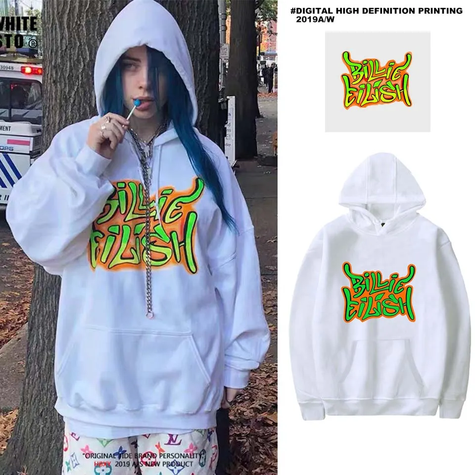Billie Eilish толстовки больших размеров для мужчин/женщин повседневные модные с