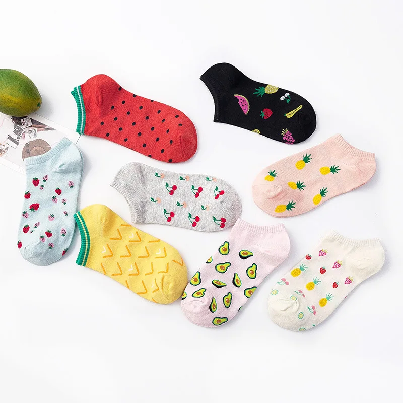 

Women's socks Japanese new arrival sweet casual cartoon fruit ladies watermelon cotton shallow mouth sports female boat sock