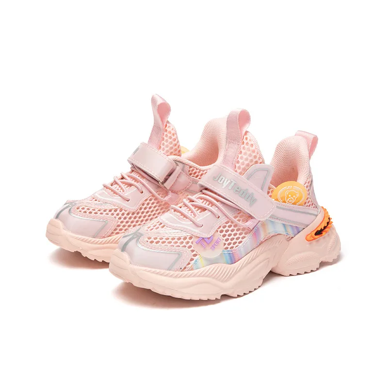 

2021 спортивная обувь для девочек, детские кроссовки, дышащая Летающая Тканевая обувь с буквами для студентов, розовая повседневная детская о...