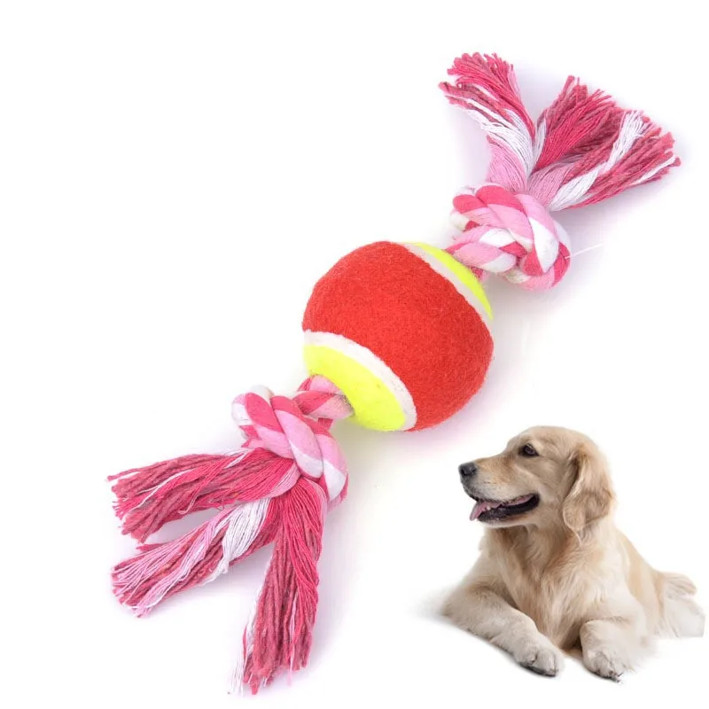 

1pc Dog Double Rope Konts Toy Puppy Pet Dogs Chew Rope Toys Cotton Braided Knot Rope Interactive Toys for Golden Retriever Husky