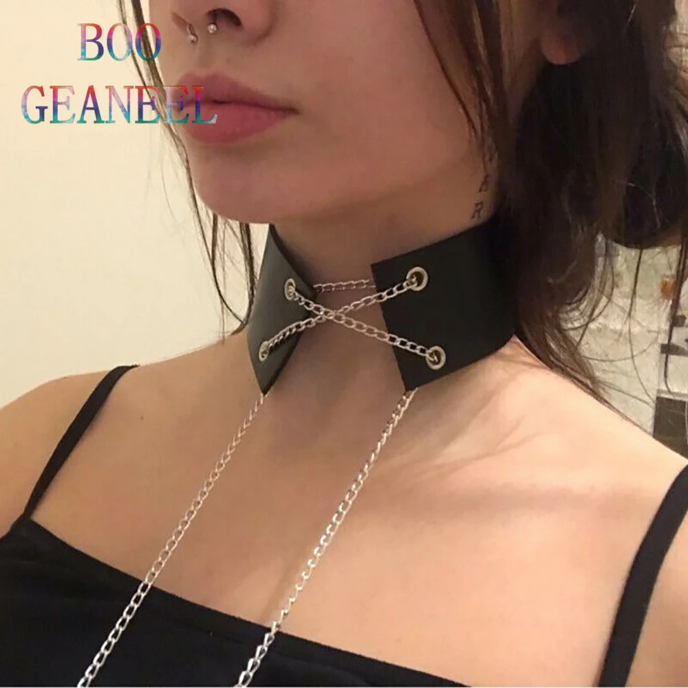 Модная одежда сексуальные ремни панк готика искусственная кожа чокер Harajuku