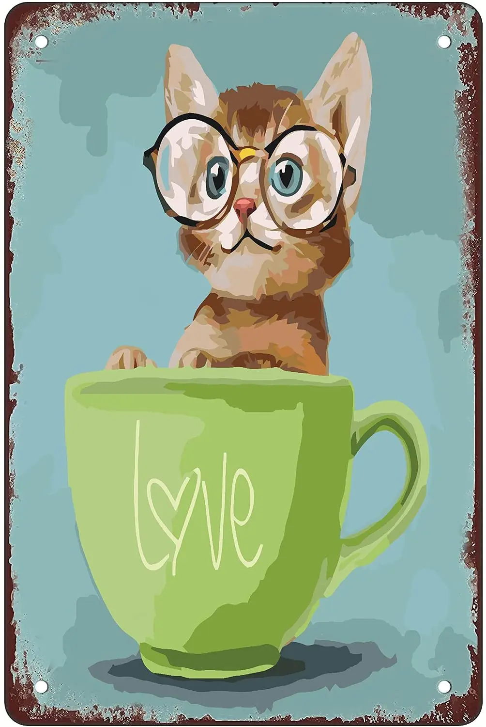 

Rosefinch Stone The cat in The Cup Retro Metal Sheet Signs, Wall Decoration of Bars, Restaurants,Garage, Home,cafes and Bars
